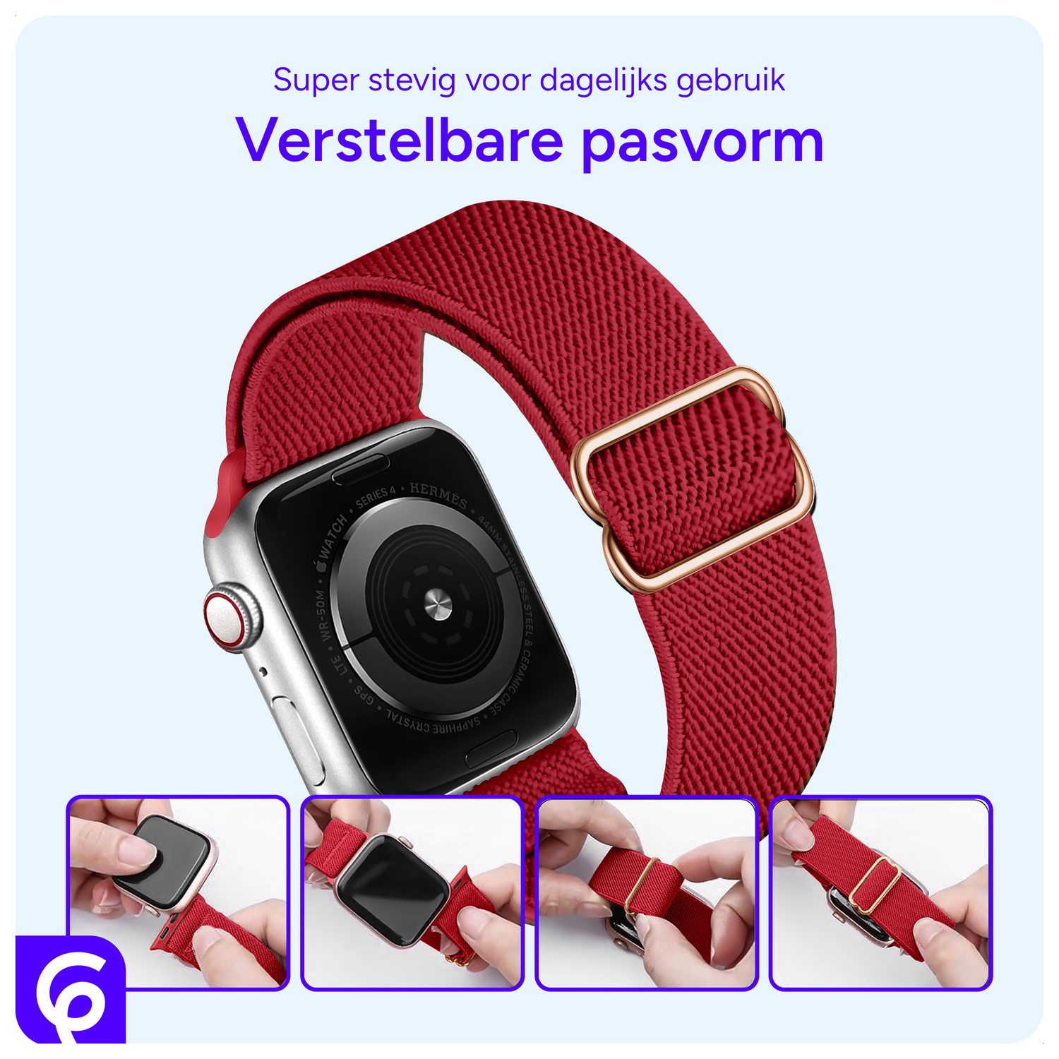 SBG Nylon - Apple Watch Bandje - 1-11/SE - 38/40/41/42MM - Rood afbeelding 2