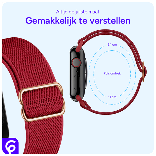 SBG Nylon - Apple Watch Bandje - 1-11/SE - 38/40/41/42MM - Rood afbeelding 4
