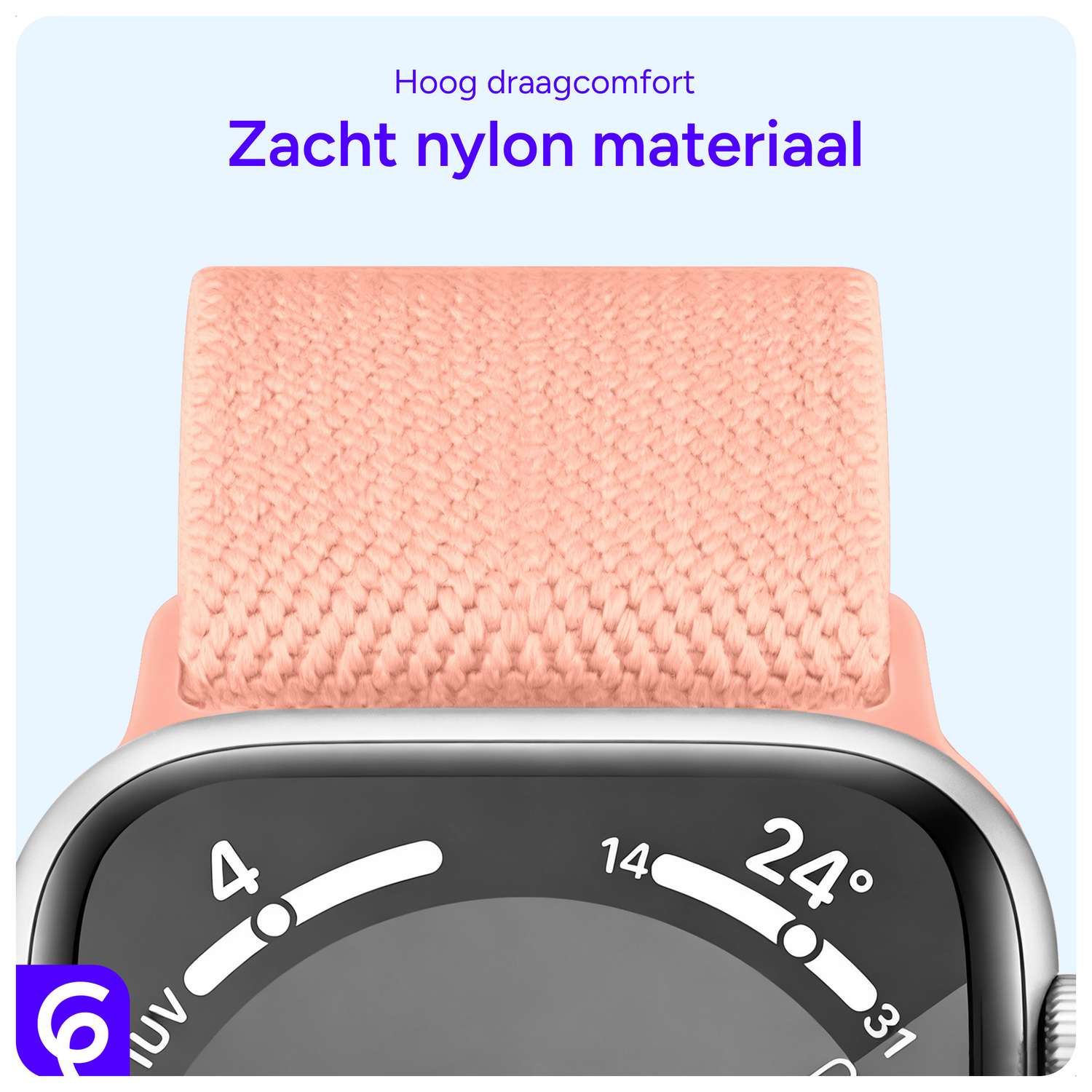 SBG Nylon - Apple Watch Bandje - 1-11/SE - 38/40/41/42MM - Rose afbeelding 3