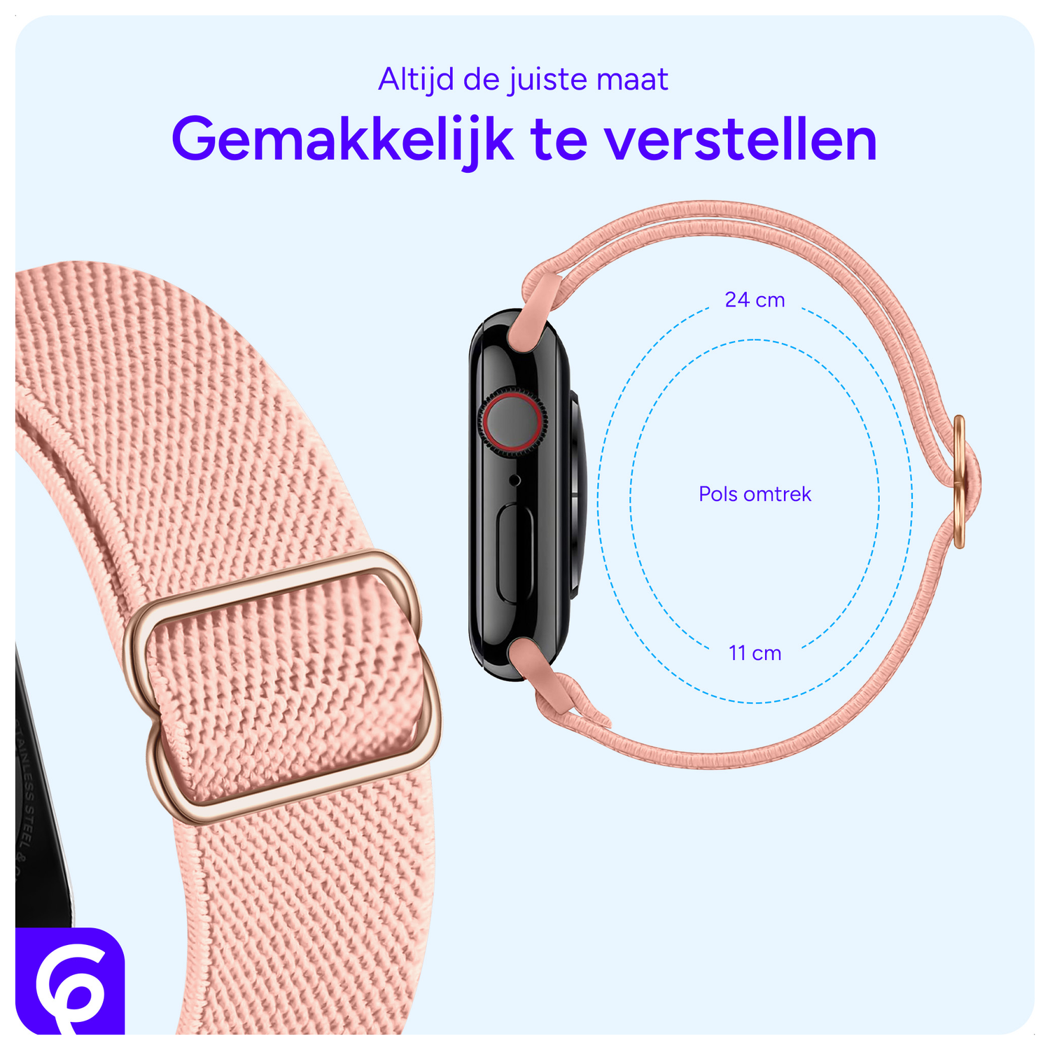SBG Nylon - Apple Watch Bandje - 1-11/SE - 38/40/41/42MM - Rose afbeelding 5