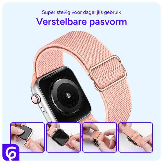 SBG Nylon - Apple Watch Bandje - 1-11/SE - 38/40/41/42MM - Rose afbeelding 2