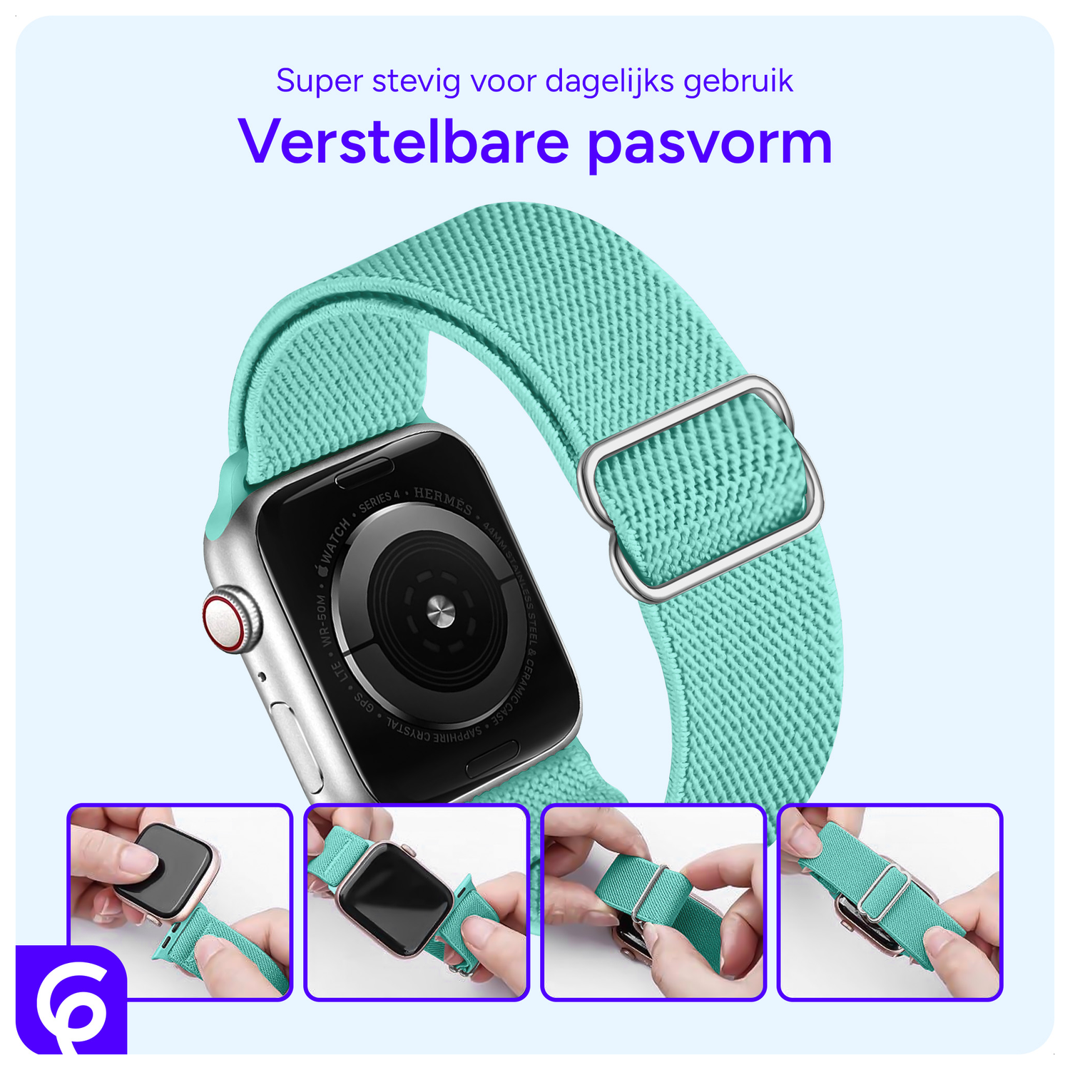 SBG Nylon - Apple Watch Bandje - 1-11/SE - 38/40/41/42MM - Mint Groen afbeelding 2