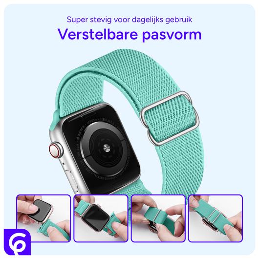 SBG Nylon - Apple Watch Bandje - 1-11/SE - 38/40/41/42MM - Mint Groen afbeelding 2