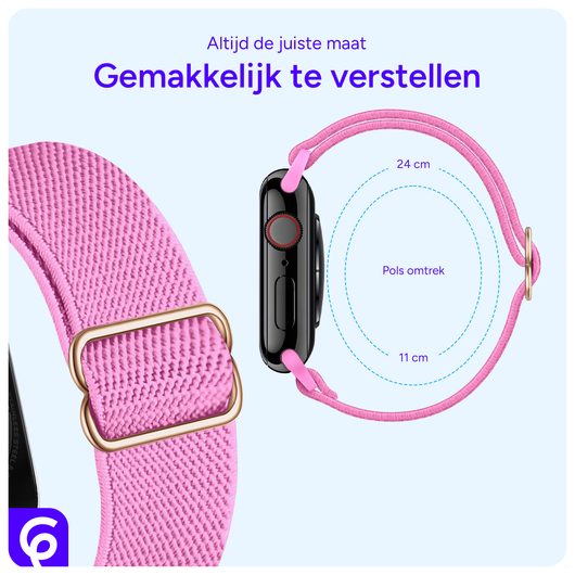 SBG Nylon - Apple Watch Bandje - 1-11/SE - 38/40/41/42MM - Roze afbeelding 4