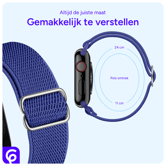 SBG Nylon - Apple Watch Bandje - 1-11/SE - 38/40/41/42MM - Blauw afbeelding 4