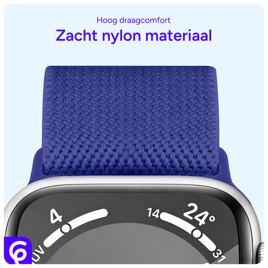 SBG Nylon - Apple Watch Bandje - 1-11/SE - 38/40/41/42MM - Blauw afbeelding 5