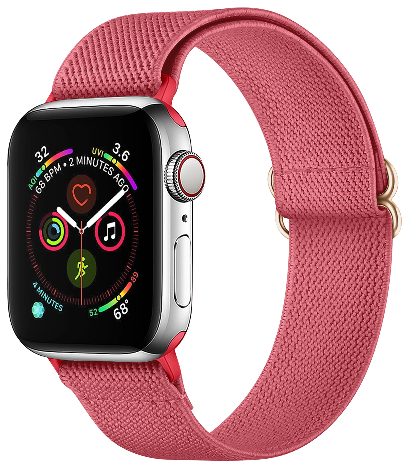 SBG Nylon - Apple Watch Bandje - 1-11/SE - 38/40/41/42MM - Rose Rood afbeelding 1