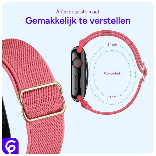 SBG Nylon - Apple Watch Bandje - 1-11/SE - 38/40/41/42MM - Rose Rood afbeelding 4
