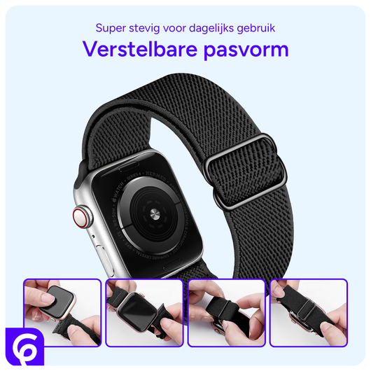 SBG Nylon - Apple Watch Bandje - 1-11/SE/Ultra - 49/46/45/44/42MM - Zwart afbeelding 2