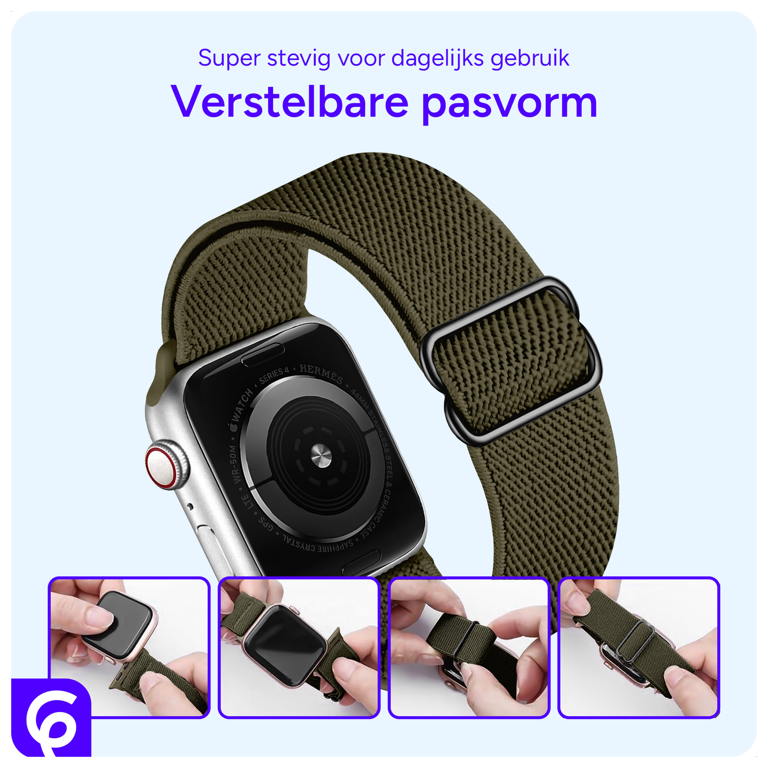 SBG Nylon - Apple Watch Bandje - 1-11/SE/Ultra - 49/46/45/44/42MM - Donker Groen afbeelding 2