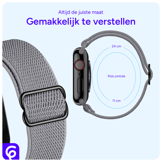 SBG Nylon - Apple Watch Bandje - 1-11/SE/Ultra - 49/46/45/44/42MM - Grijs afbeelding 4