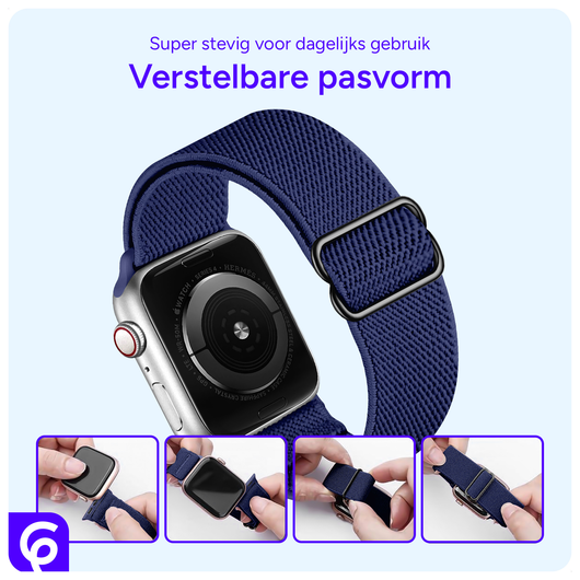 SBG Nylon - Apple Watch Bandje - 1-11/SE/Ultra - 49/46/45/44/42MM - Navy Blauw afbeelding 2