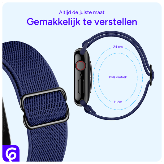 SBG Nylon - Apple Watch Bandje - 1-11/SE/Ultra - 49/46/45/44/42MM - Navy Blauw afbeelding 4