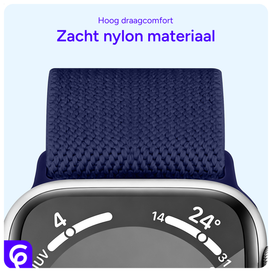 SBG Nylon - Apple Watch Bandje - 1-11/SE/Ultra - 49/46/45/44/42MM - Navy Blauw afbeelding 5