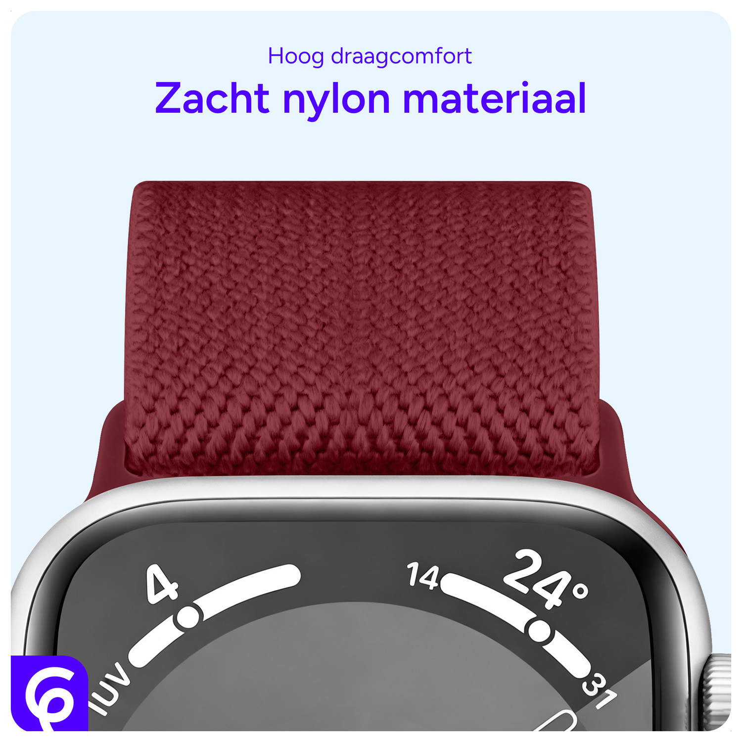 SBG Nylon - Apple Watch Bandje - 1-11/SE/Ultra - 49/46/45/44/42MM - Bordeaux afbeelding 5