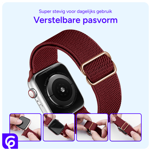 SBG Nylon - Apple Watch Bandje - 1-11/SE/Ultra - 49/46/45/44/42MM - Bordeaux afbeelding 2