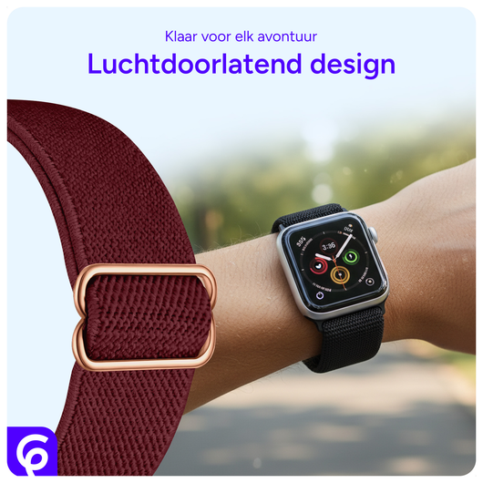 SBG Nylon - Apple Watch Bandje - 1-11/SE/Ultra - 49/46/45/44/42MM - Bordeaux afbeelding 3