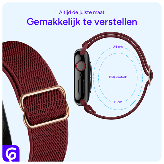 SBG Nylon - Apple Watch Bandje - 1-11/SE/Ultra - 49/46/45/44/42MM - Bordeaux afbeelding 4