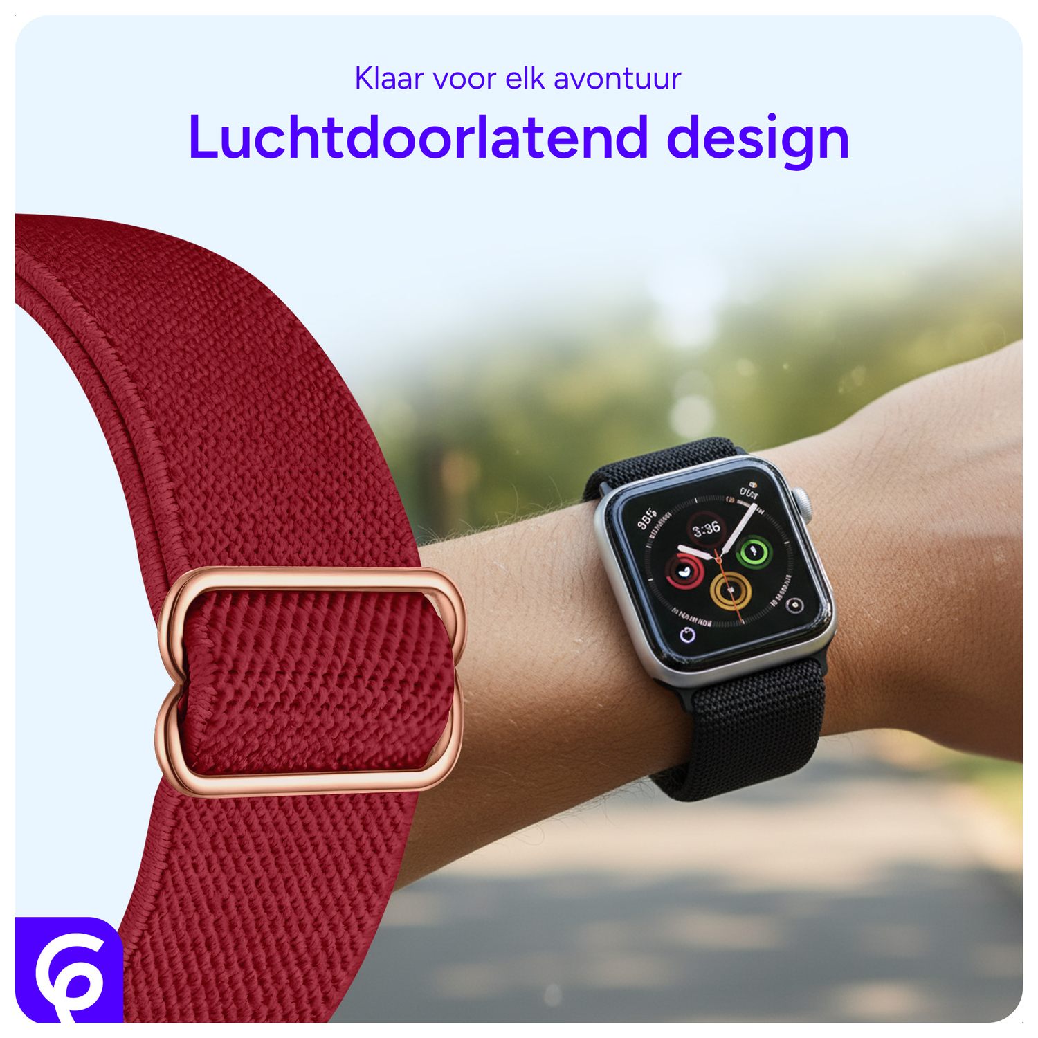 SBG Nylon - Apple Watch Bandje - 1-11/SE/Ultra - 49/46/45/44/42MM - Rood afbeelding 3