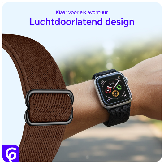 SBG Nylon - Apple Watch Bandje - 1-11/SE/Ultra - 49/46/45/44/42MM - Bruin afbeelding 3