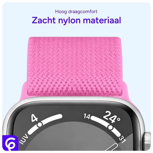 SBG Nylon - Apple Watch Bandje - 1-11/SE/Ultra - 49/46/45/44/42MM - Roze afbeelding 5