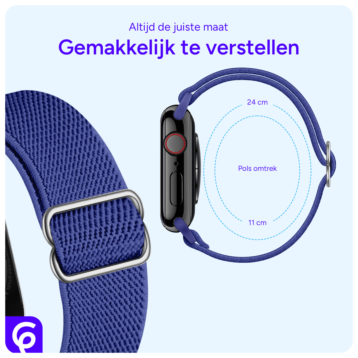 SBG Nylon - Apple Watch Bandje - 1-11/SE/Ultra - 49/46/45/44/42MM - Blauw afbeelding 4
