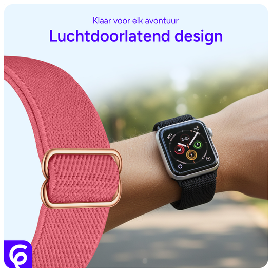 SBG Nylon - Apple Watch Bandje - 1-11/SE/Ultra - 49/46/45/44/42MM - Rose Rood afbeelding 3