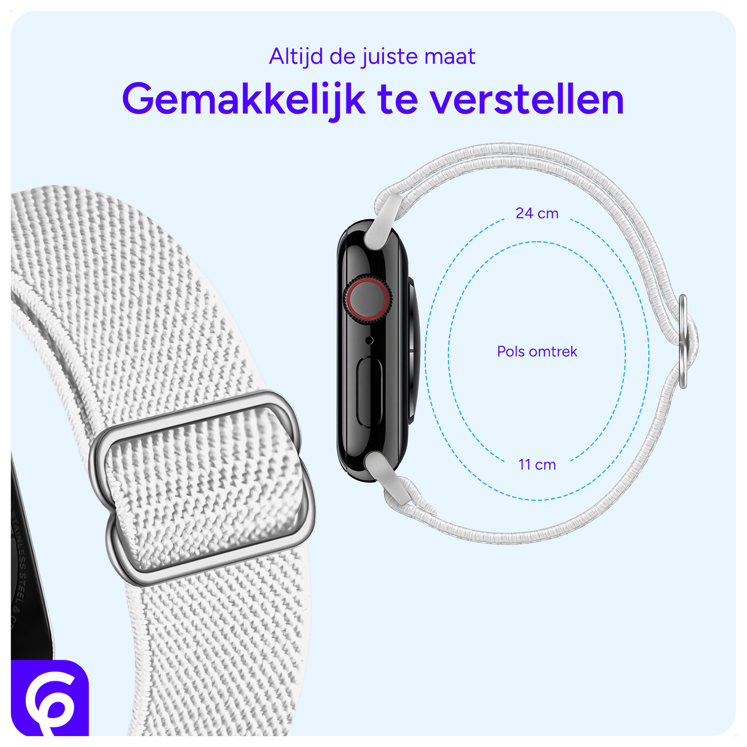 SBG Nylon - Apple Watch Bandje - 1-11/SE/Ultra - 49/46/45/44/42MM - Wit afbeelding 4