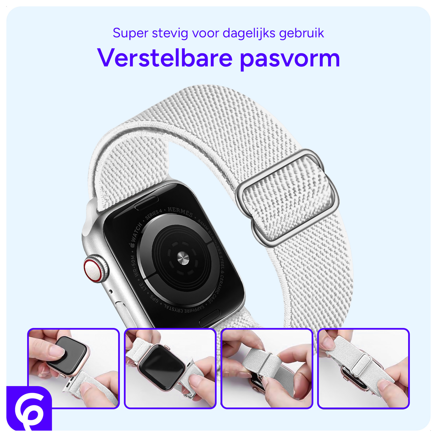 SBG Nylon - Apple Watch Bandje - 1-11/SE/Ultra - 49/46/45/44/42MM - Wit afbeelding 2