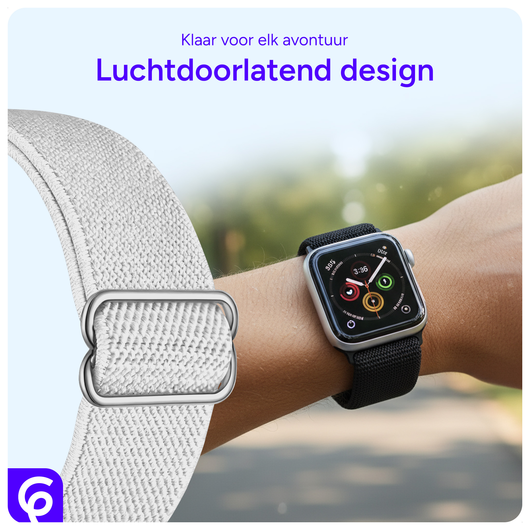 SBG Nylon - Apple Watch Bandje - 1-11/SE/Ultra - 49/46/45/44/42MM - Wit afbeelding 3