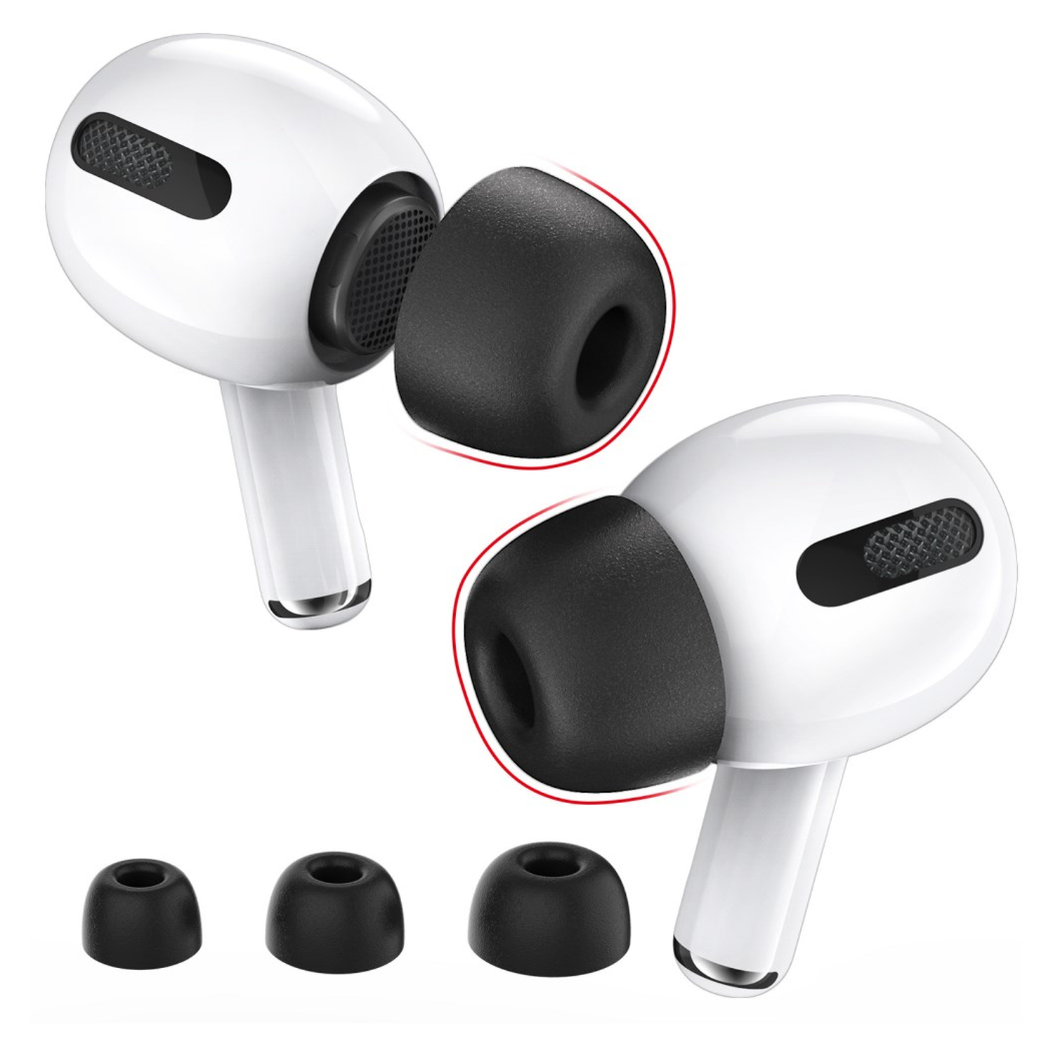 3 Pack AirPods Pro (1e & 2e Generatie) Memory Foam Dopjes Tips S / M / L afbeelding 1