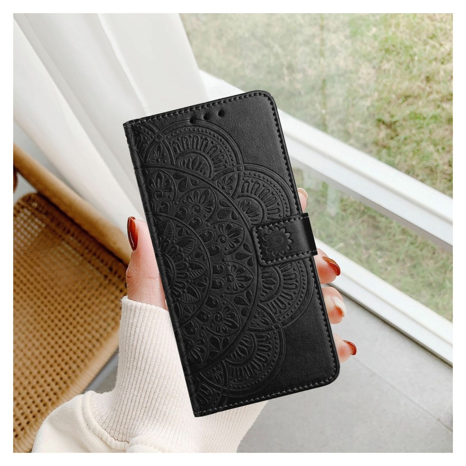 Xiaomi Redmi A5 4G Hoesje Mandala Book Case met Pasjeshouder Zwart afbeelding 5