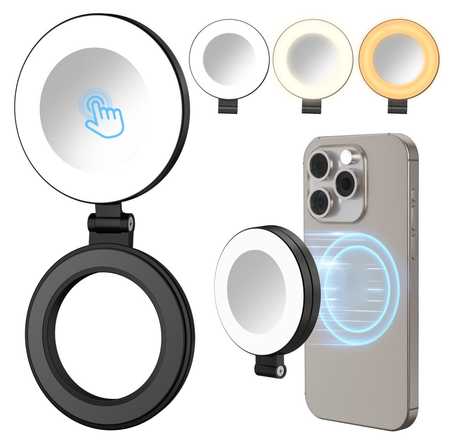 MagSafe Telefoon Spiegel voor Make Up/Vloggen/Foto/Selfie Zwart afbeelding 14