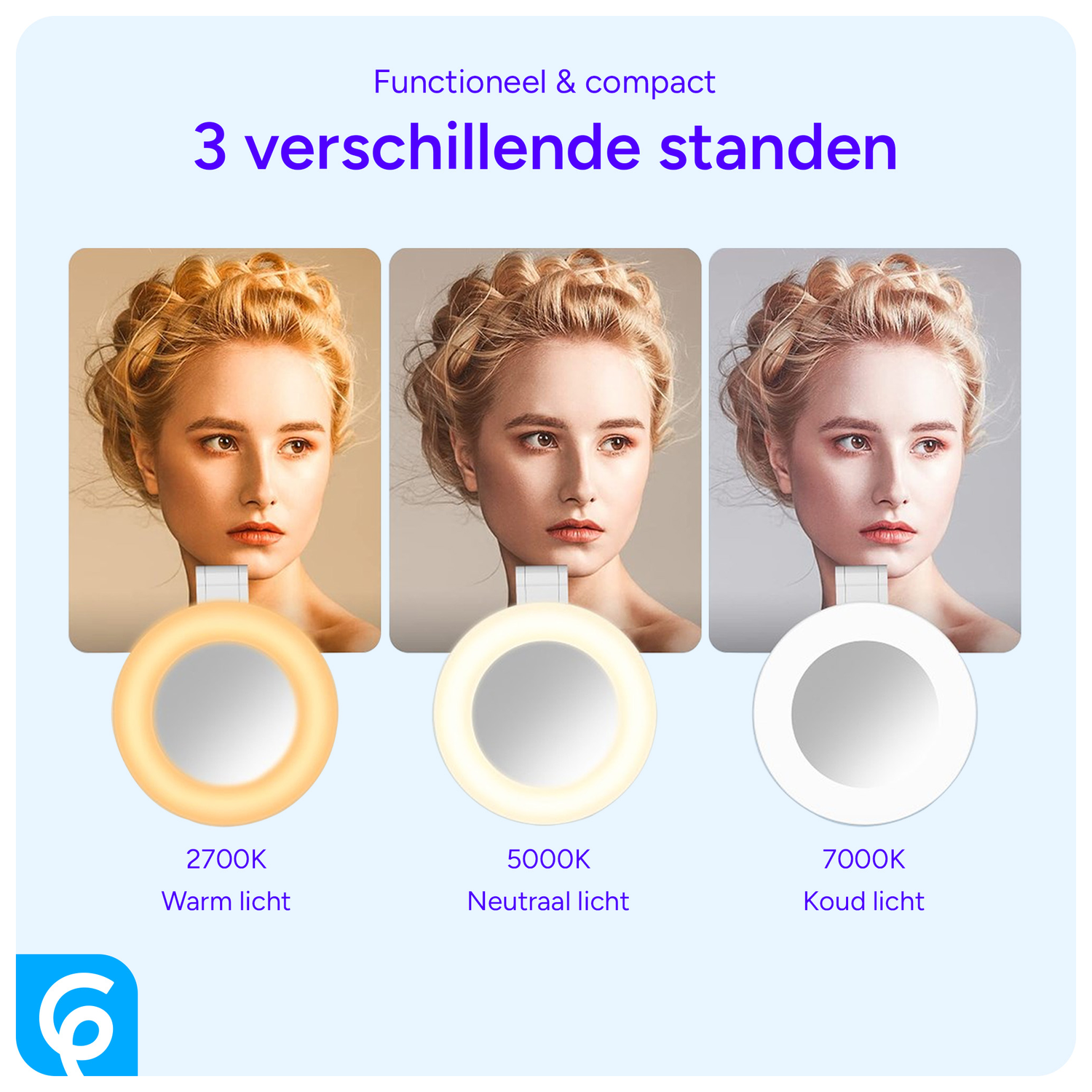 MagSafe Telefoon Spiegel voor Make Up/Vloggen/Foto/Selfie Zwart afbeelding 7