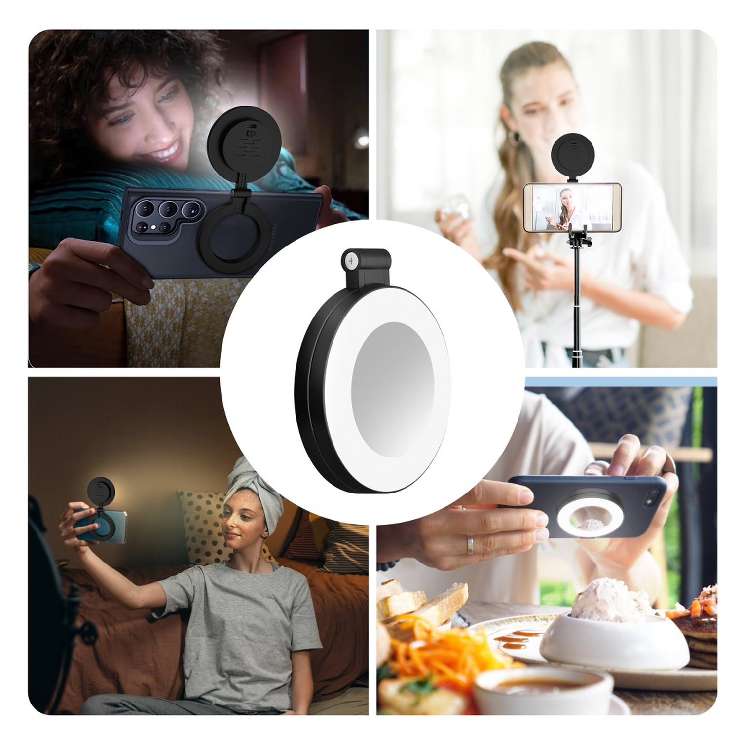 MagSafe Telefoon Spiegel voor Make Up/Vloggen/Foto/Selfie Zwart afbeelding 2