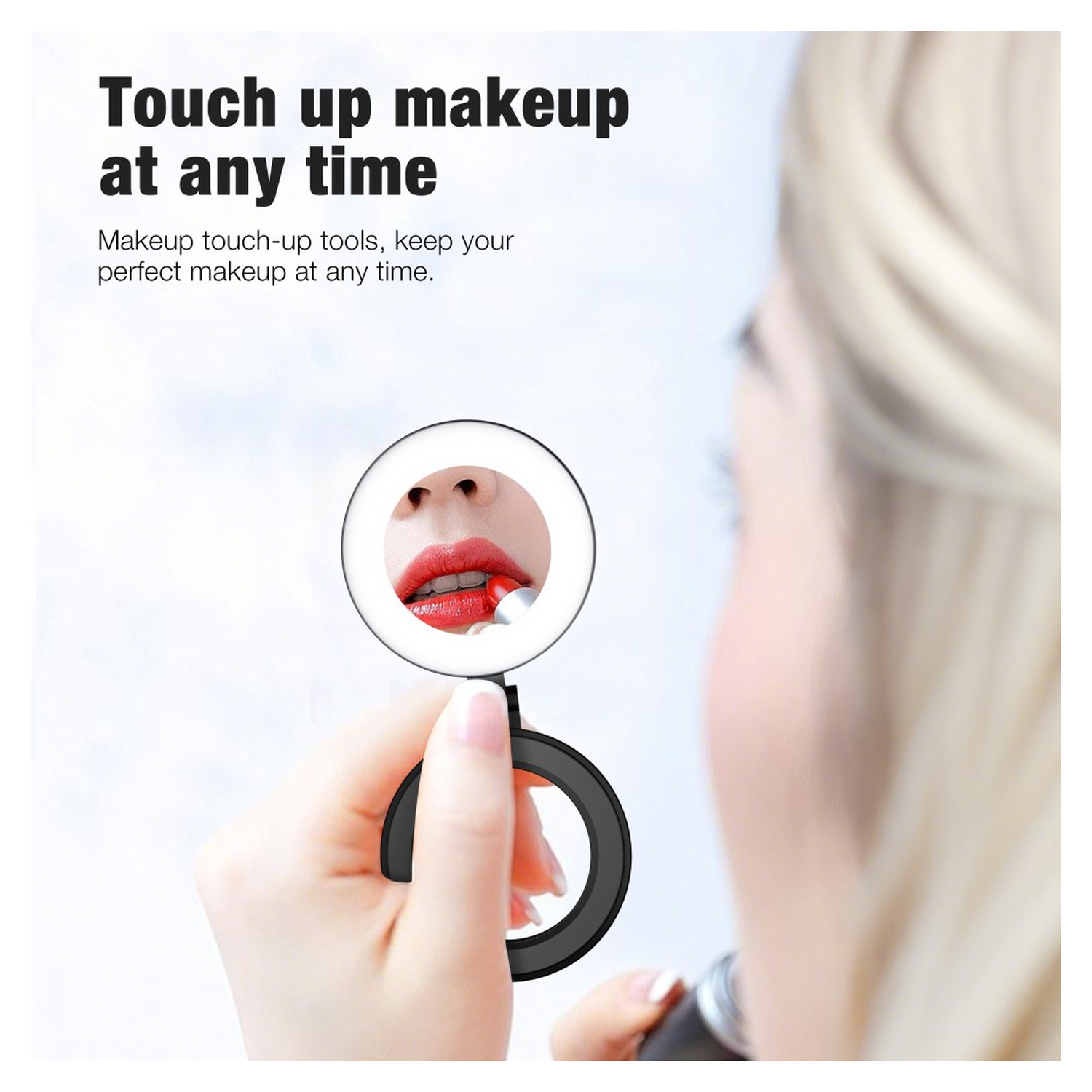 MagSafe Telefoon Spiegel voor Make Up/Vloggen/Foto/Selfie Zwart afbeelding 9