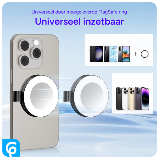 MagSafe Telefoon Spiegel voor Make Up/Vloggen/Foto/Selfie Zwart afbeelding 8