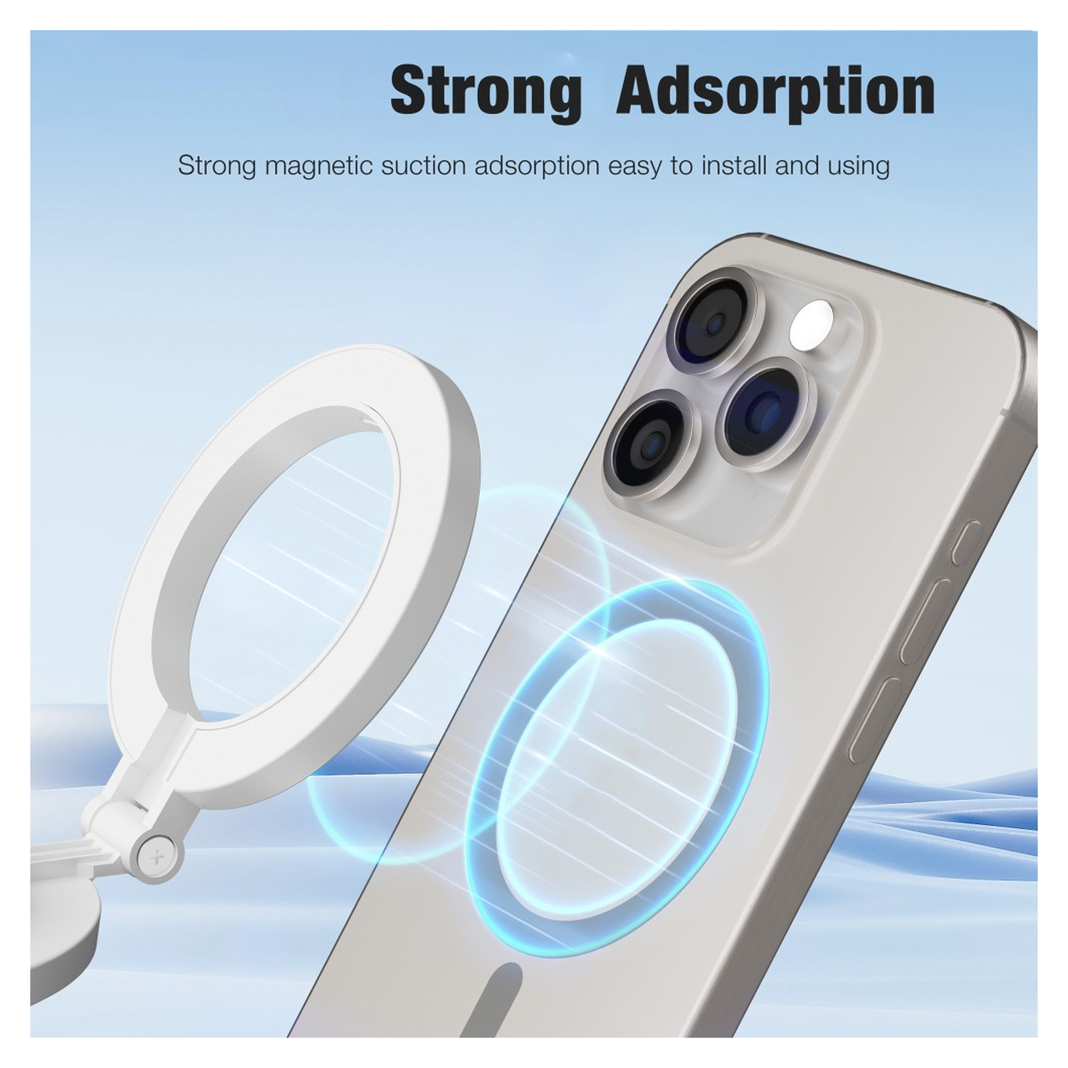 MagSafe Telefoon Spiegel voor Make Up/Vloggen/Foto/Selfie Wit afbeelding 3