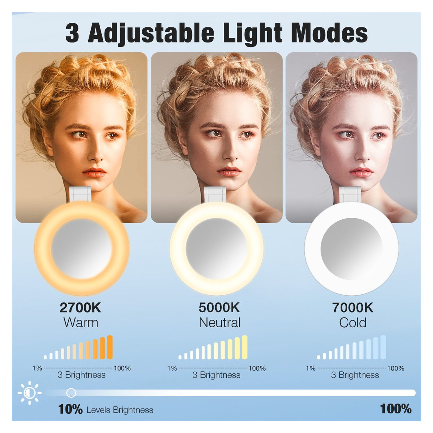 MagSafe Telefoon Spiegel voor Make Up/Vloggen/Foto/Selfie Wit afbeelding 6