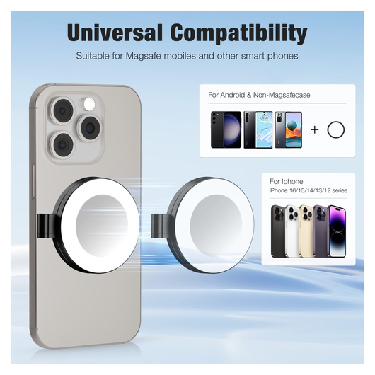 MagSafe Telefoon Spiegel voor Make Up/Vloggen/Foto/Selfie Wit afbeelding 10