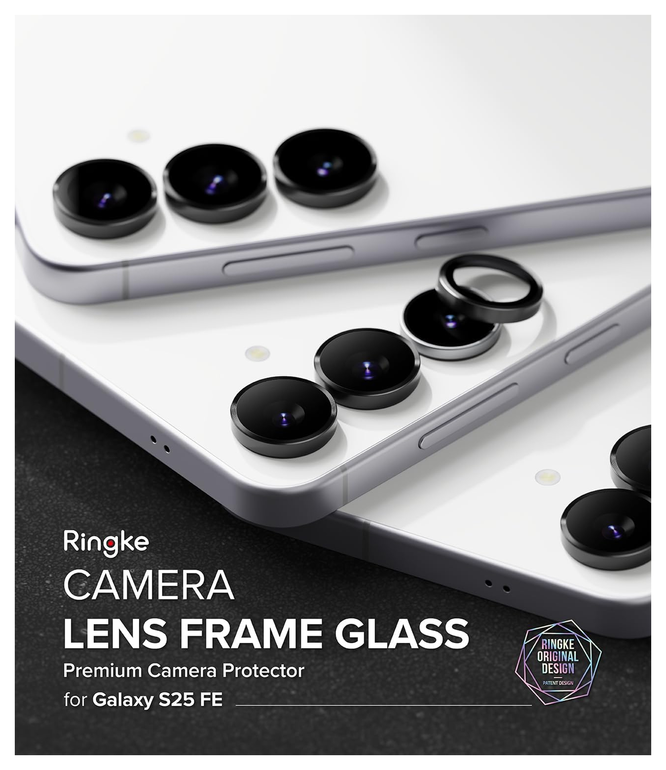 Ringke Frame Glass Samsung Galaxy S25 FE Camera Protector Zwart (2-Pack) afbeelding 10