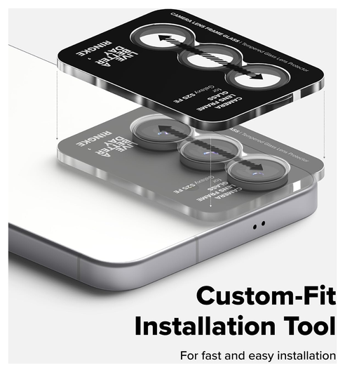 Ringke Frame Glass Samsung Galaxy S25 FE Camera Protector Zwart (2-Pack) afbeelding 4