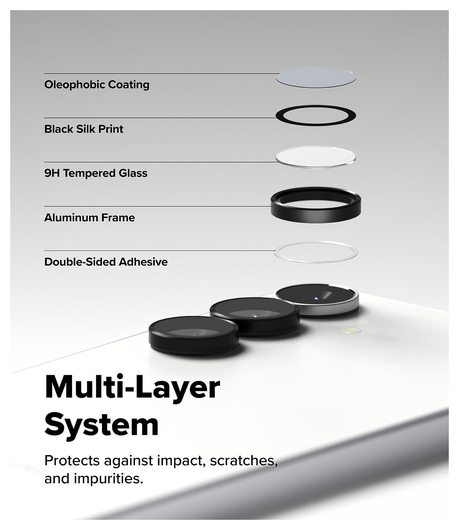 Ringke Frame Glass Samsung Galaxy S25 FE Camera Protector Zwart (2-Pack) afbeelding 8