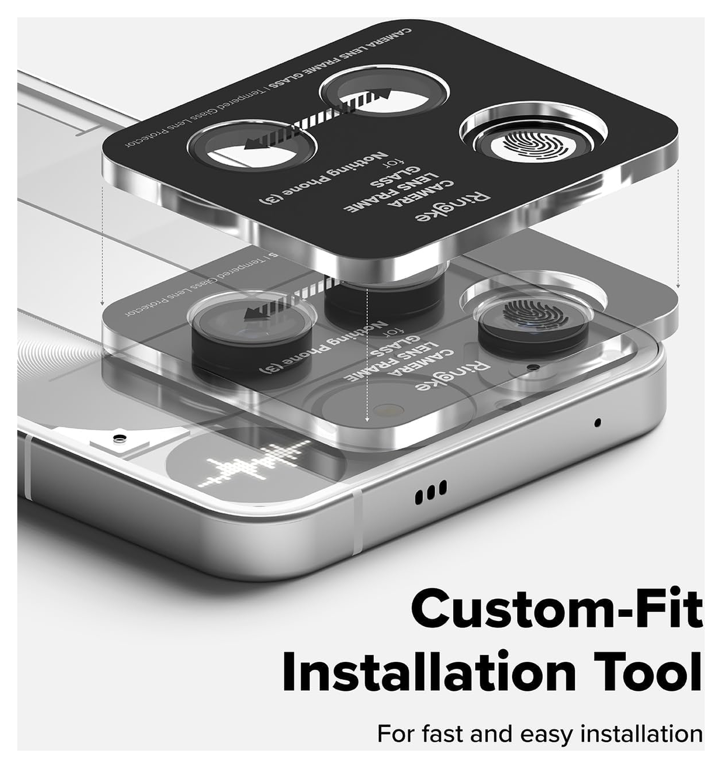 Ringke Frame Glass Nothing Phone (3) Camera Protector Zwart (2-Pack) afbeelding 3