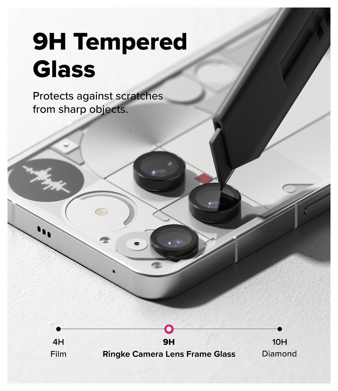 Ringke Frame Glass Nothing Phone (3) Camera Protector Zwart (2-Pack) afbeelding 5