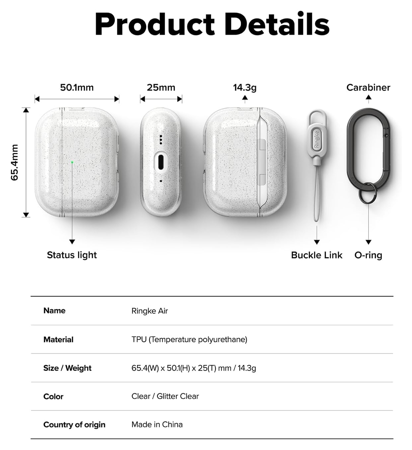 Ringke Air Case Apple AirPods Pro 3 Hoesje TPU Glitter Transparant afbeelding 7