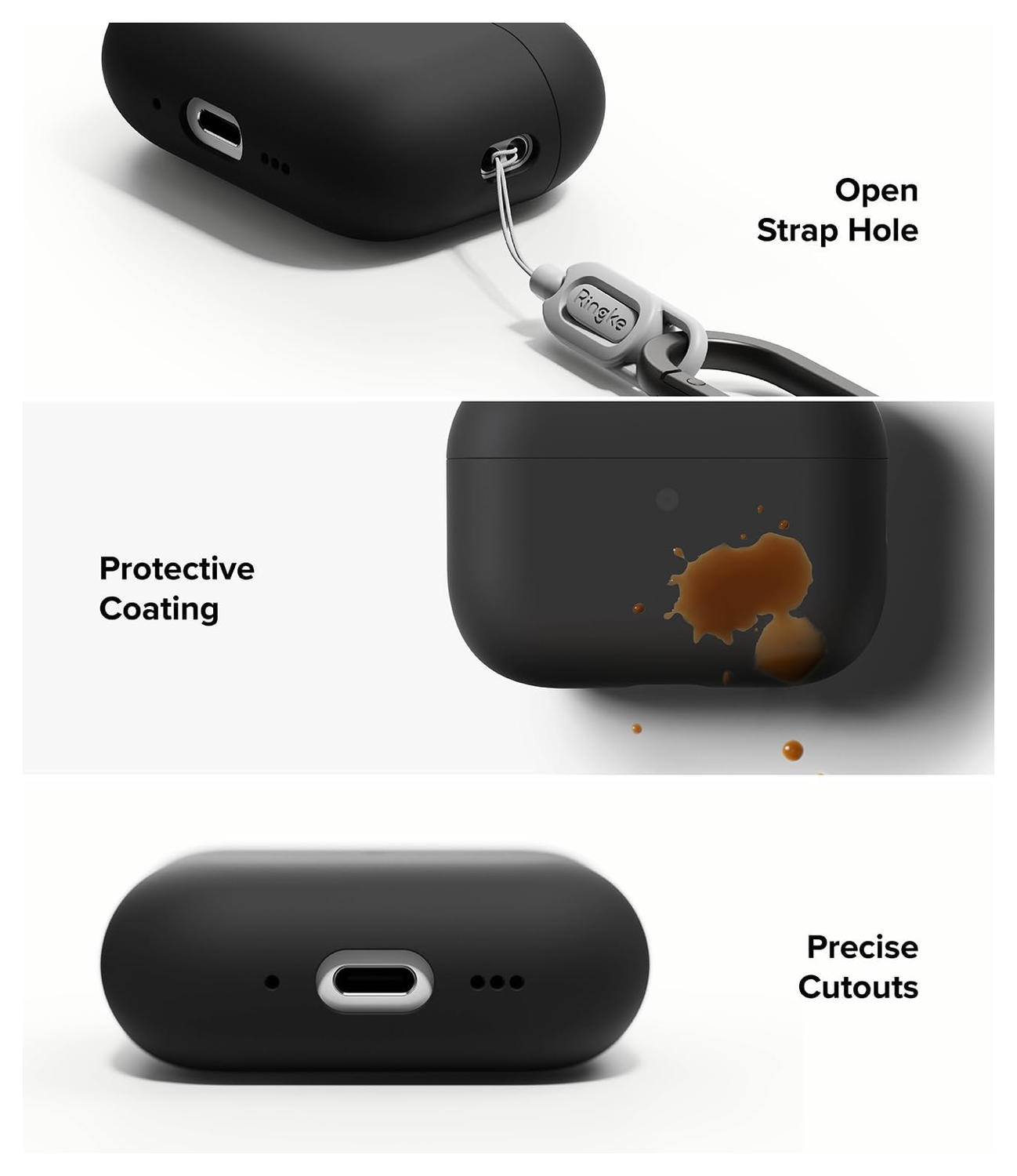 Ringke Silicone Case Apple AirPods Pro 3 Hoesje Siliconen Cover Zwart afbeelding 6