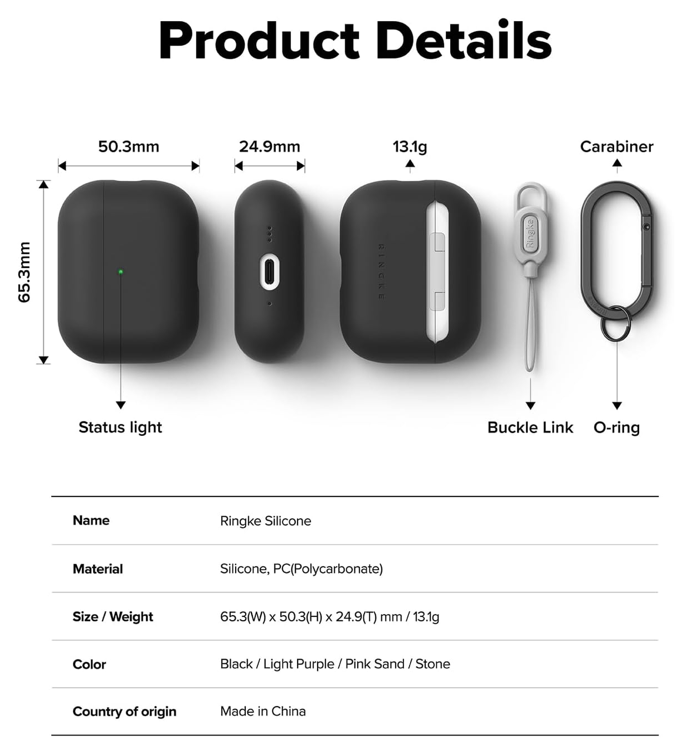 Ringke Silicone Case Apple AirPods Pro 3 Hoesje Siliconen Cover Zwart afbeelding 8