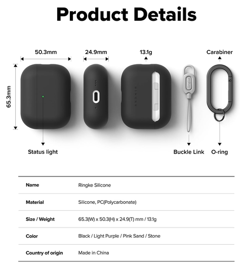 Ringke Silicone Case Apple AirPods Pro 3 Hoesje Siliconen Cover Zwart afbeelding 8