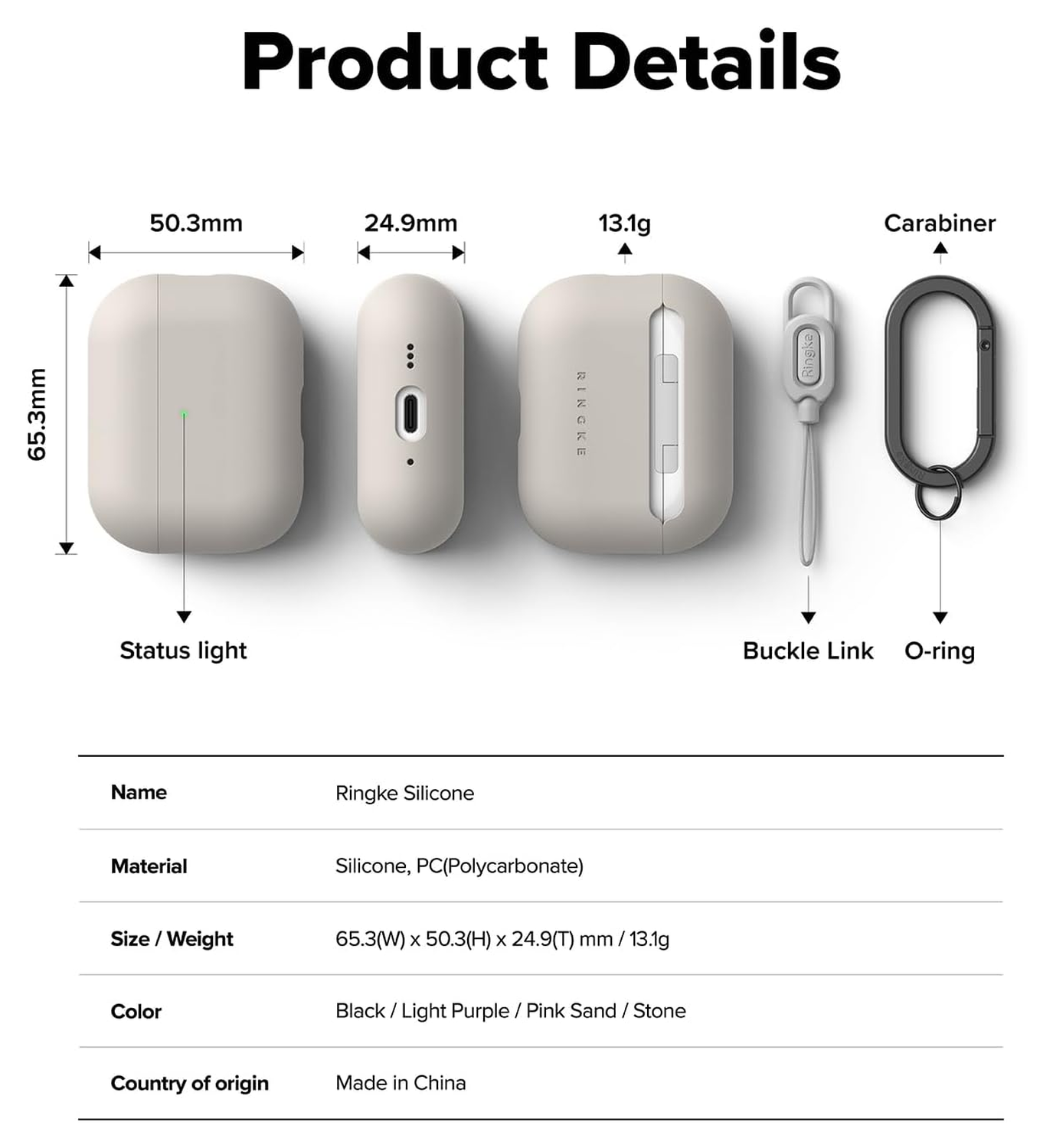 Ringke Silicone Case Apple AirPods Pro 3 Hoesje Siliconen Cover Beige afbeelding 8